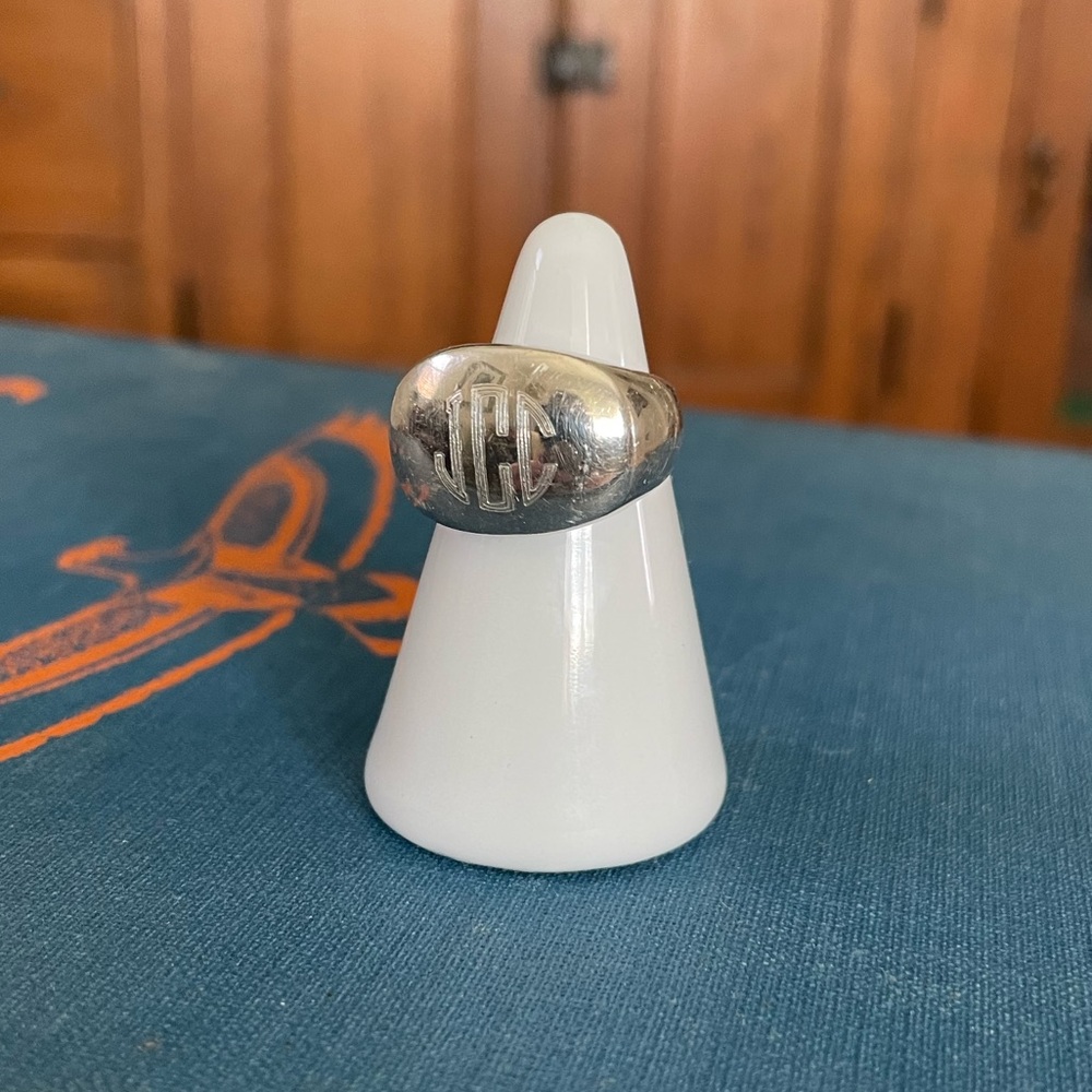 Sterling silver monogram ring JCC in size 7